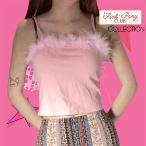 Sugar Thrillz by Dolls Kill Dream Fantasy Marabou Tank in Pink